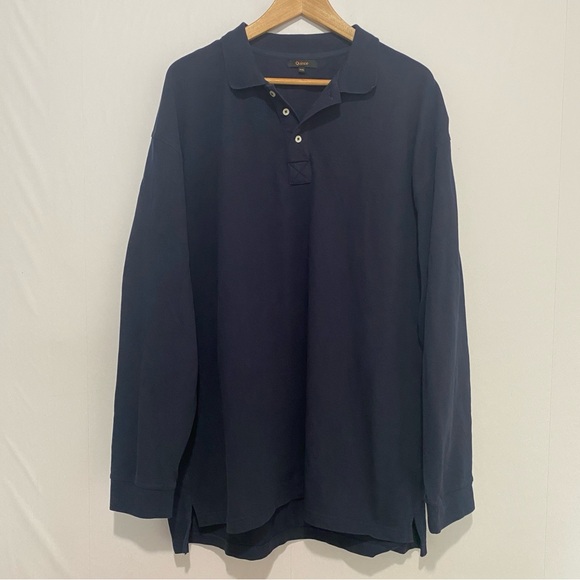 Quince Other - Quince Navy Long Sleeve Polo Shirt XXL Minimalist Cotton Casual Men